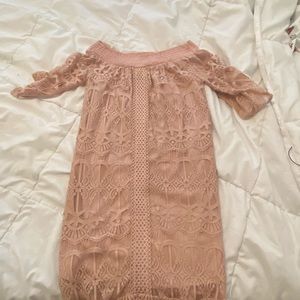 Strapless blush pink dress